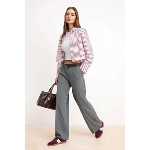 Trendyolmilla Antrasit Palazzo/Extra Geniş Paça Dokuma Kumaş Pantolon