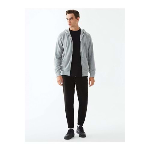 Ltb Kapüşonlu Fermuarlı Gri Sweatshırt