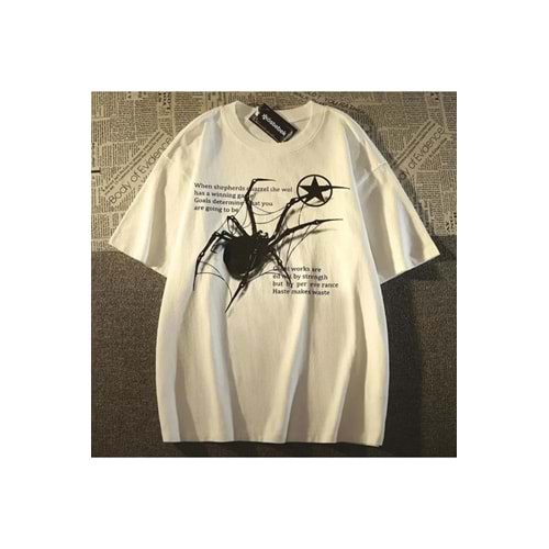 Spider Örümcek Ağ Baskılı Kısa Kollu Tshirt