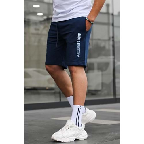 Madmext Indigo Erkek Baskılı Kapri Şort