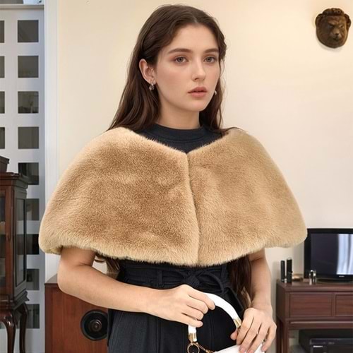 Moda Taklit Kürk Şal Wrap Örgün Parti Gelinlik Kodu Lüks Kadın Termal Pelerin Ceket