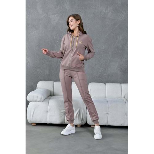 Fermuarlı BG Nakışlı Eşofman Takımı 2 İplik Pamuk Sportswear