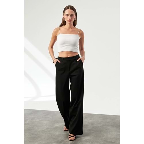 ACCORT Beli Lastikli Bol paça Pantolon-SİYAH