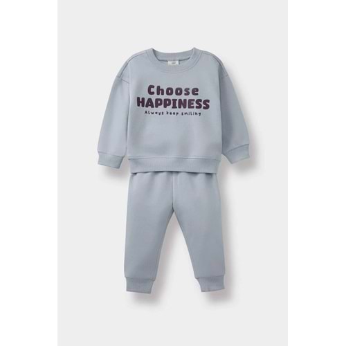 Defacto 2'li Takım Baskılı Sweatshirt Eşofman Altı Erkek Bebek