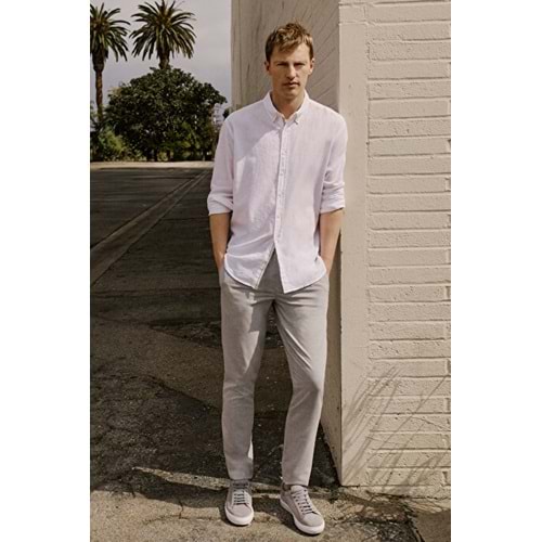 Slim Fit Rahat Kesim Beli Bağlamalı Yan Cepli Esnek Jogger Gri Pantolon