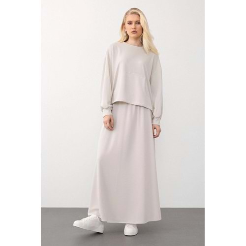 Oversize Sweat Etekli Takım KREM
