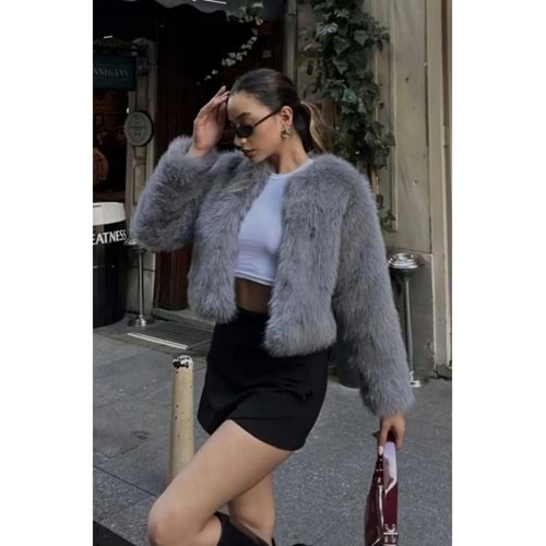 MODA DURAĞI YAKASIZ İTHAL KALİTELİ KÜRK