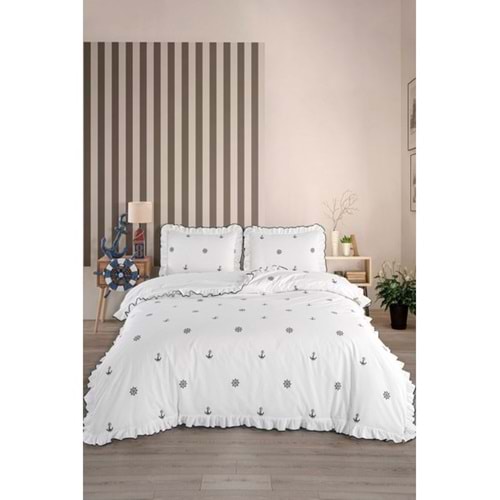 Uçkan Home Fırfırlı Çift Kişilik Nevresim Seti