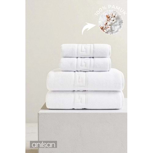 4'lü Greek Havlu SET - 2 Adet El Havlusu 50x90 ve 2 Adet Banyo Havlusu 70x140