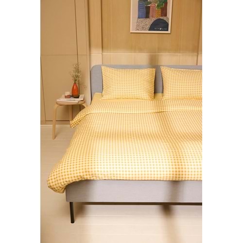 Trendyolmilla Home Çift Kişilik Pötikare Desenli Lastikli Çarşaflı Nevresim Takımı