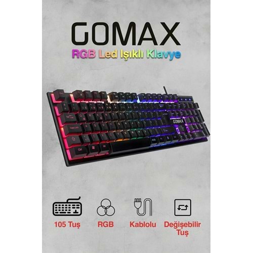Gomax K2 Led Işıkl Oyuncu Klavyesi Gaming Klavye