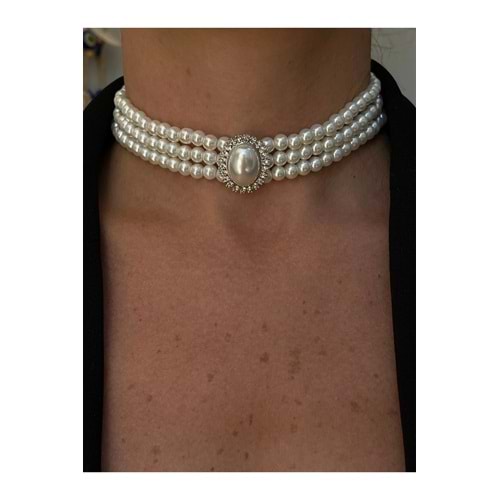 Taşlı İncili Wilma Choker Kolye