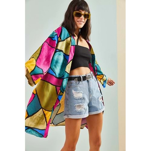 Bianco Lucci Kadın Multi Desenli Kimono