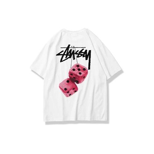 Unisex Stüssy Zar Tshirt Beyaz