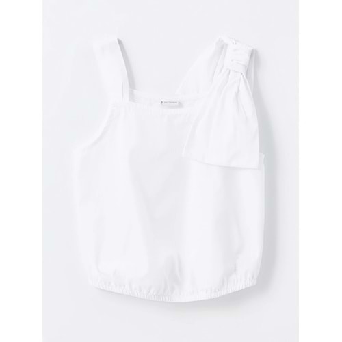 LCW Kids Beyaz Kare Yaka Kız Çocuk Crop Bluz