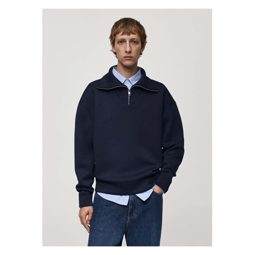 trendyol Man Rahat Kesim Fermuarlı Yaka Sweatshirt