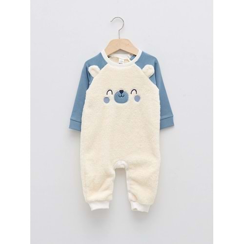 LCW baby Bisiklet Yaka Uzun Kollu Pelüş Erkek Bebek Tulum