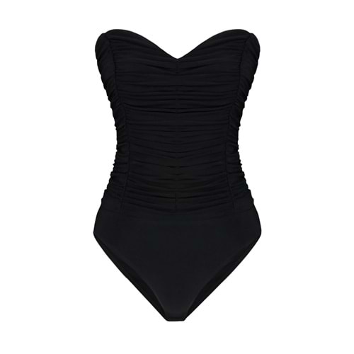 trendyolmilla Siyah Astarlı Drapeli Çıtçıtlı Örme Body