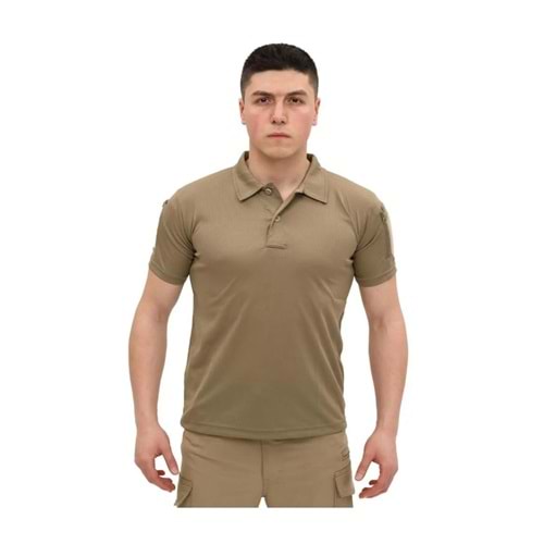 Combat Kısa Kollu Polo Yakalı Bej Tşört