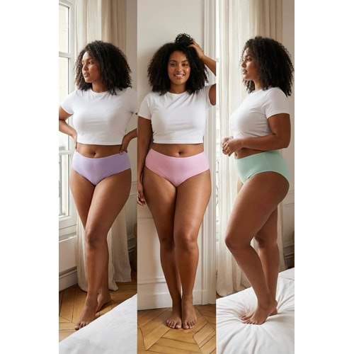 Trendyolmilla Curve 3'lü Paket Pamuklu Esnek Örme Klasik Büyük Beden Külot