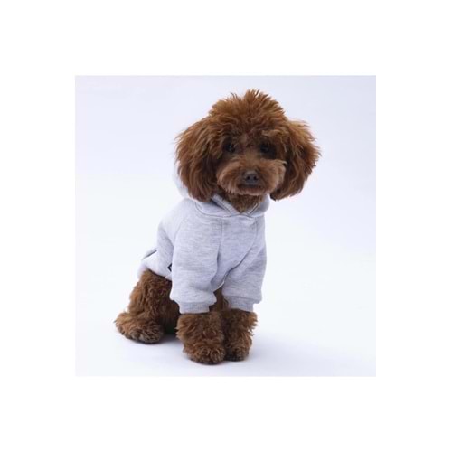Pettrend Gri Kanguru Cepli Kedi-Köpek Hoodie- Sweatshirt Kedi Köpek Kıyafeti