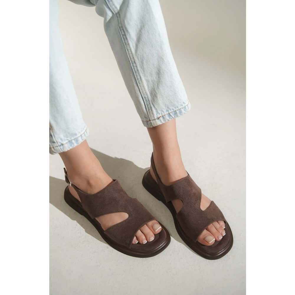 Capone Outfitters Suni deri, düz topuklu, bağcıksız