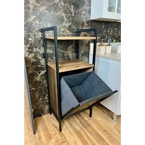 Mudesa Kirli Çamaşır Sepeti Metal Ahşap Banyo Düzenleyici Kirli Sepeti Banyo Dolabı Organizer Banyo Rafı