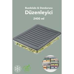 Meleni Home 1 Adet Mikrodalga Uyumlu Saklama Kabı - Organizer Düzenleyici Gıda Erzak Kabı 2400 ml Antrasit