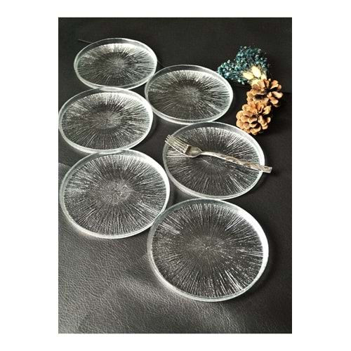 Porselen Diyarı 6 Parça Desenli Cam Mini Tatlı/kek/pasta Tabağı Seti 16cm