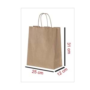 Kraft Çanta 25x12x31 ( 50 Adet ) ( Kağıt Poşet Çanta )