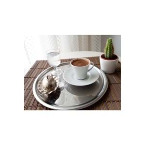 store trend 2 Li Lüx Çelik Yuvarlak Tek Kişilik Servis Sunum Tepsisi 24 Cm