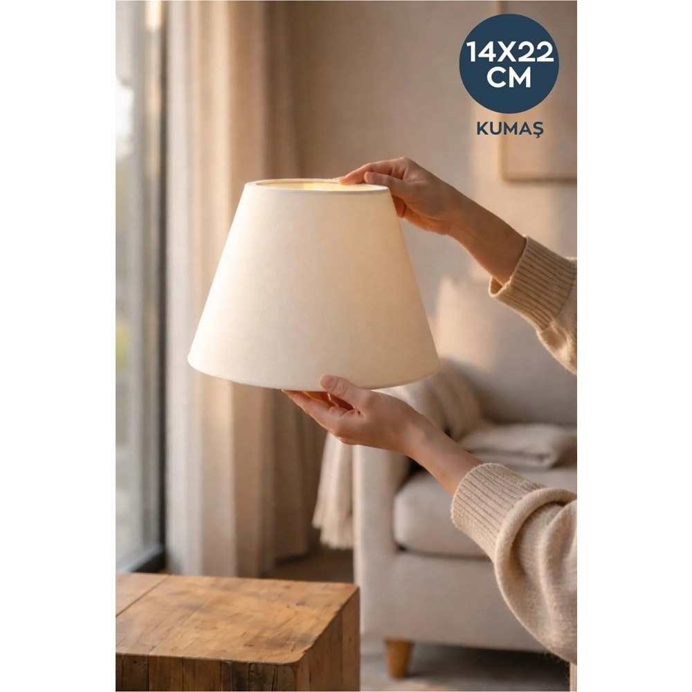 HOMİNG Krem Kumaş Abajur Başlığı 22'lik