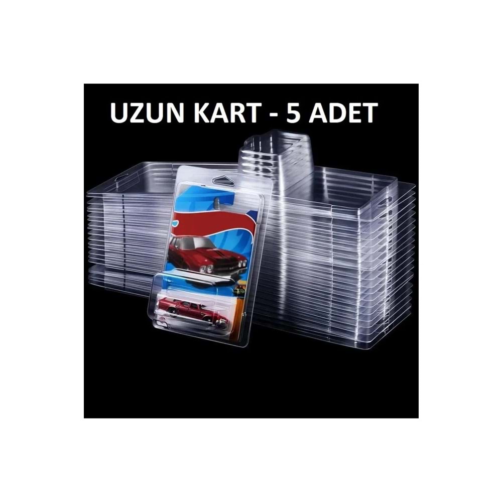 Hotwheels 5 li Uzun Kart (Long Card) STH Uyumlu Koruma Kabı Protector Case Koruyucu Plastik Kap