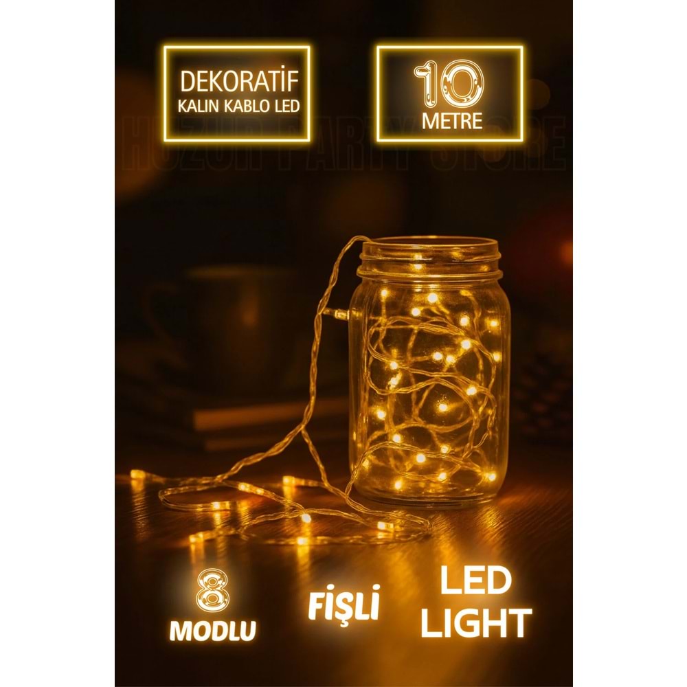 Huzur Party Store Led, 10 Metre, Kablolu, Fişli, 100 Ledli