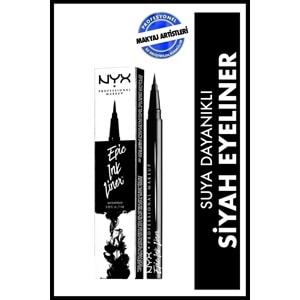 NYX Professional Makeup Siyah, sıvı, suya dayanıklı, mat bitiş