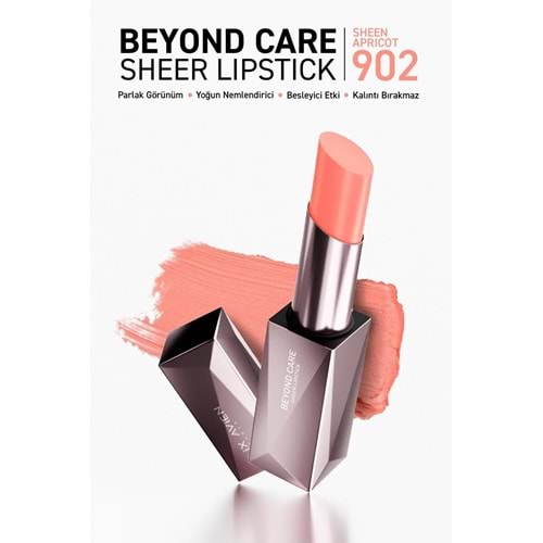 Alix Avien Beyond Care Sheer Lipstick 902 - Sheen Apricot - Yoğun Nemledirici Besleyici Etki - Parlak Ruj