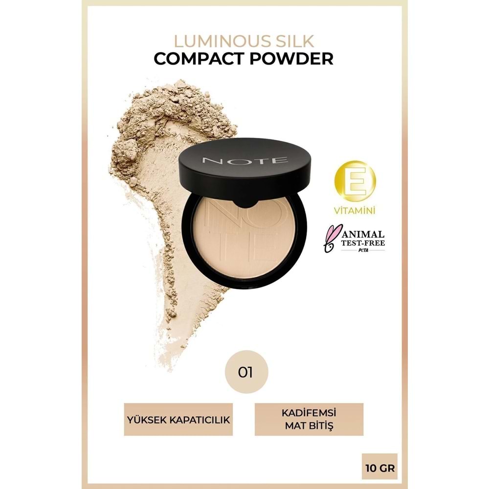 Note Cosmetics Note Cosmetics Luminous Silk Compact Powder Mat Bitişli Toz Pudra - 02 Natural Beige