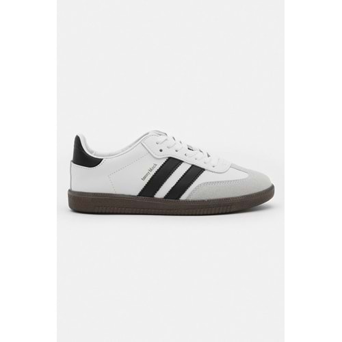 homiro Bağcıklı Unisex Spor Sneaker Ayakkabı-Beyaz-Kahve