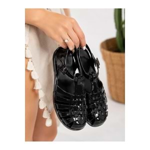PLN SHOES Jelly Siyah Kadın Sandalet