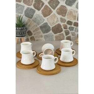 Paçi Bambu Tabaklı Porselen Fincan 6'lı Set