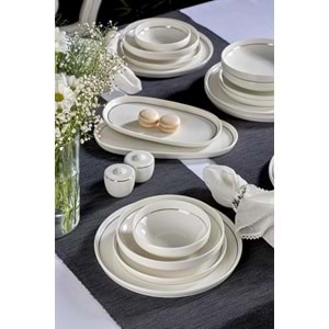 ** EKSİK PARÇA** Neva N3456 Velvet Platin 28 Parça Yaldızlı Porselen Yemek Takımı