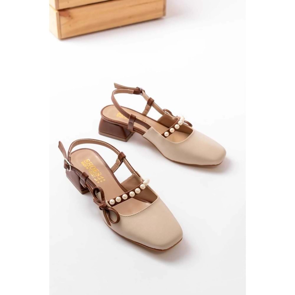 CLOVER SHOES İNCİ DETAYLI KLASİK KADIN KISA TOPUKLU AYAKKABI