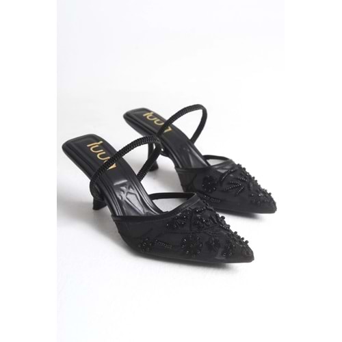 luuq shoes KELLY Dantelli Boncuk İşleme Kadın Topuklu Ayakkabı