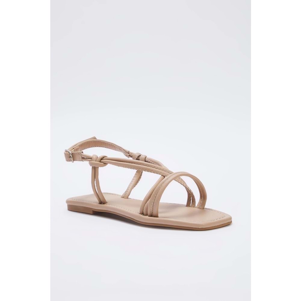 Trendyolmilla Shoes Nude Bilekten Bağlamalı İnce Bantlı Kadın Sandalet TAKSS25SD00047