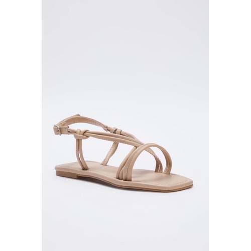 Trendyolmilla Shoes Nude Bilekten Bağlamalı İnce Bantlı Kadın Sandalet TAKSS25SD00047