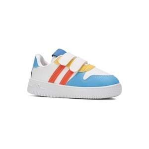 Nstil Günlük Kız Erkek Çocuk Turuncu Beyaz Sneaker Cırtlı Çift Şeritli Rahat Hafif Spor Ayakkabı Zl001