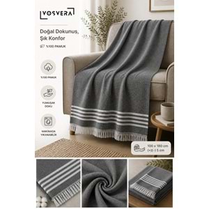 vosvera Tekli Sedir Pamuklu Naturel Koltuk Örtüsü 100x180 Cm