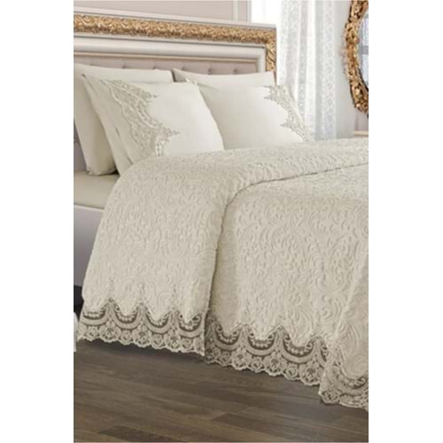 Armes Home Krem Dantel Detay Elit Battaniye Seti