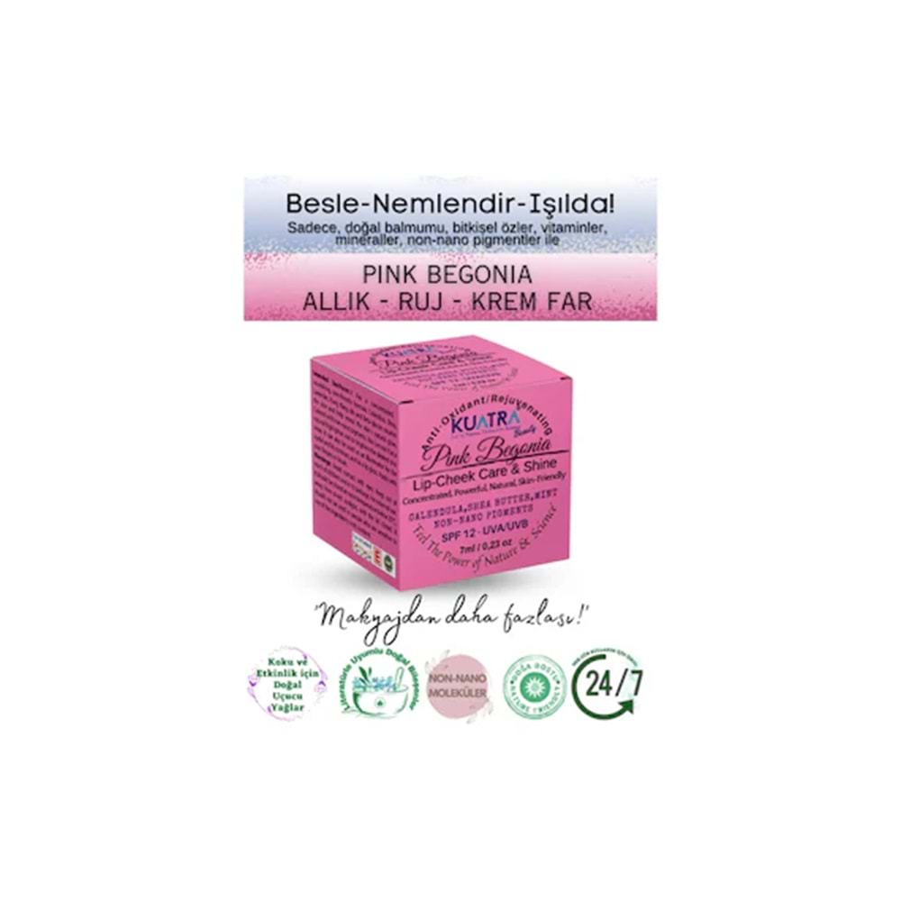 Kuatra Pink Begonia Nemlendirici Işıltı Veren Balm 7 ML