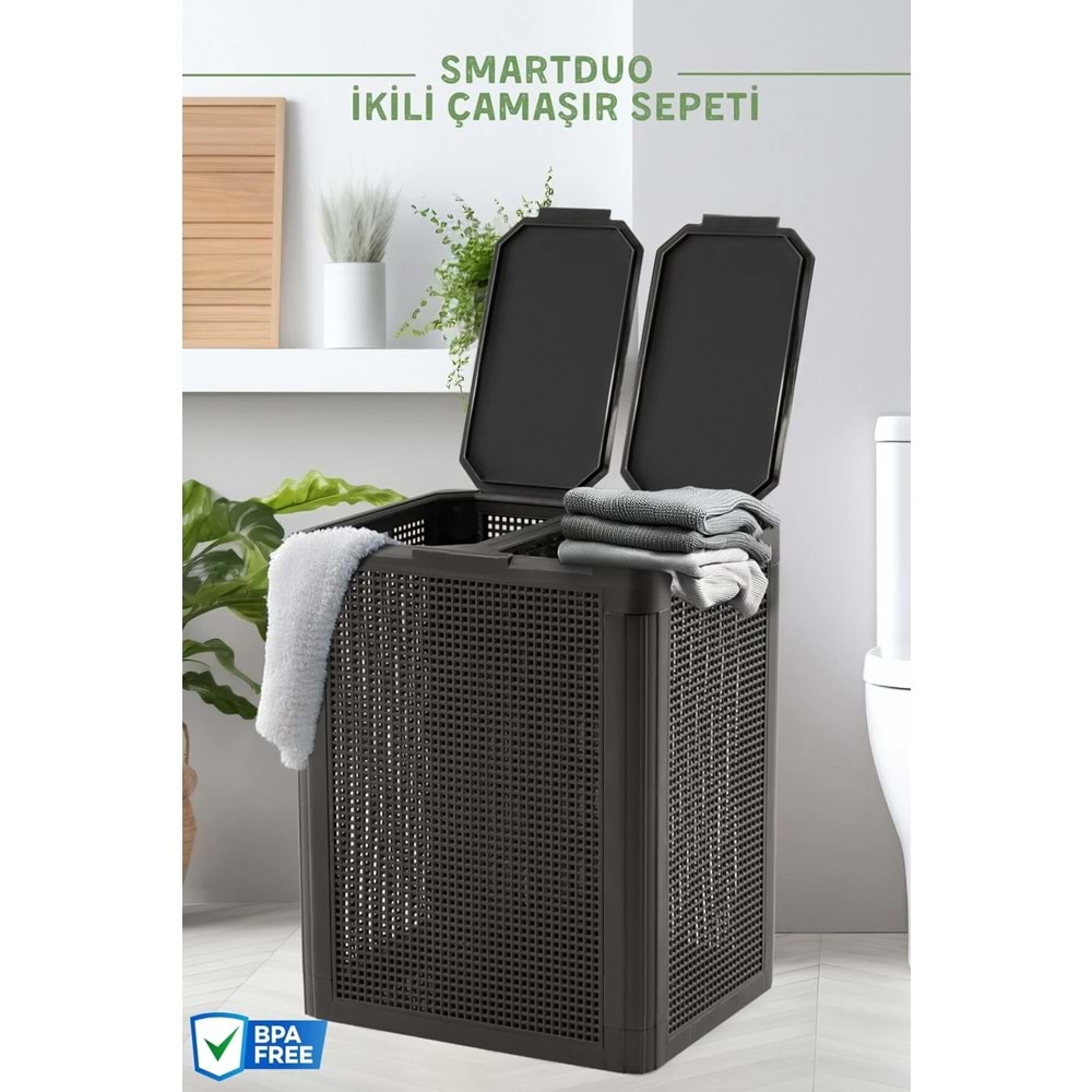 Nandy Home SmartDuo İki Bölmeli Çamaşır Sepeti 84Lt.